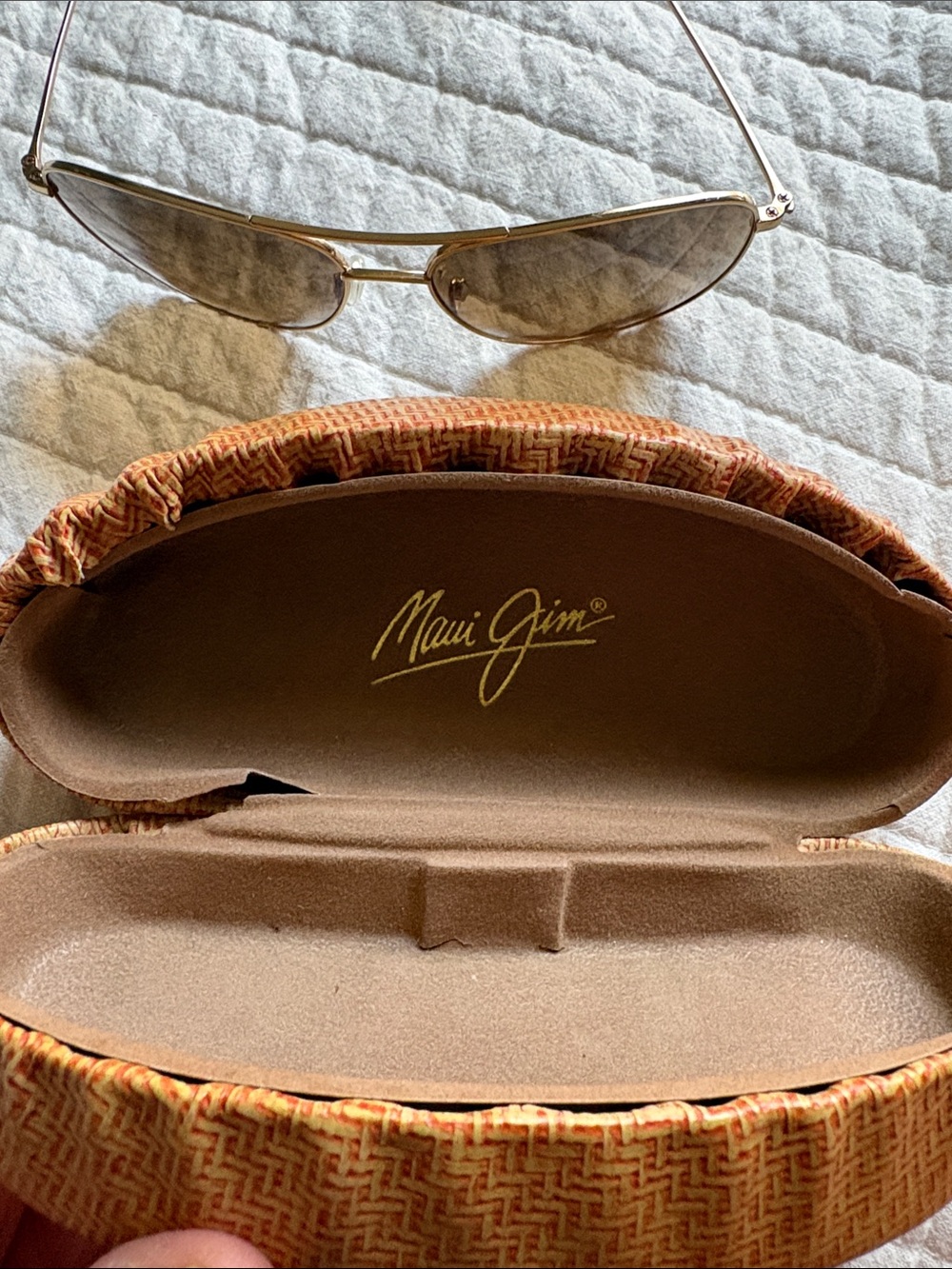 Maui Jim Cliff House Gold Titanium Frame Brown Lens Aviator Sunglasses - Picture 10 of 10